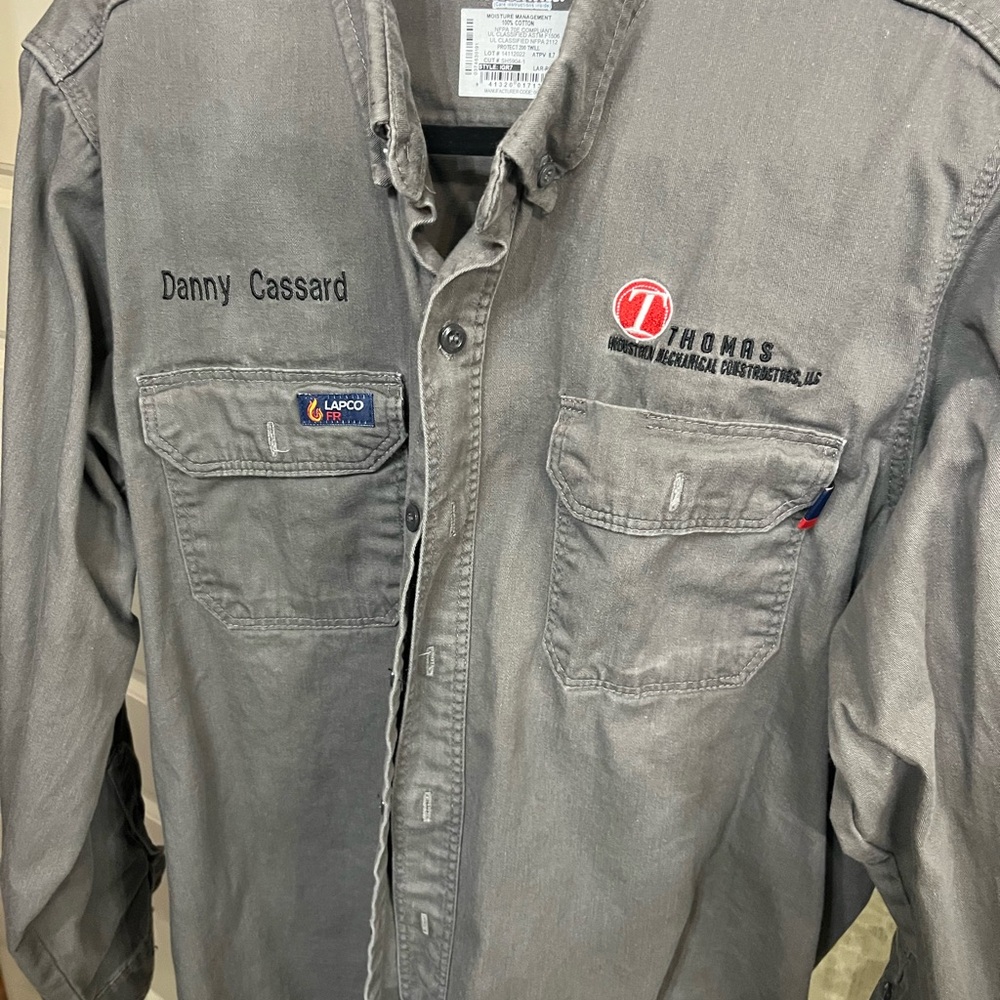 Gray Work Shirt with Embroidered Logos